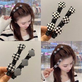 New Korean Checkerboard Braided Hair Clip Female Side Bangs Clip Hair Accessories