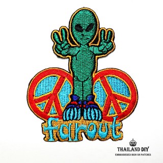 ตัวรีดติดเสื้อ ตัวรีดลายมนุษย์ต่างดาว การ์ตูน  wop มาสันติ NASA Alien UFO Patch งานปัก DIY ตัวรีด อาร์ม ติดเสื้อผ้า รีด
