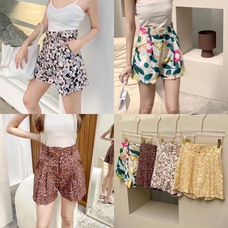 AP00#กางเกงขาสั้นเอวสูง Floralshorts-Taya fabrique