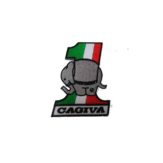 [ตัวรีด เย็บได้] Cagiva Italian Motorcycle Racing ป้ายติดเสื้อ logo Embroidered Sew Iron On Patches Badge