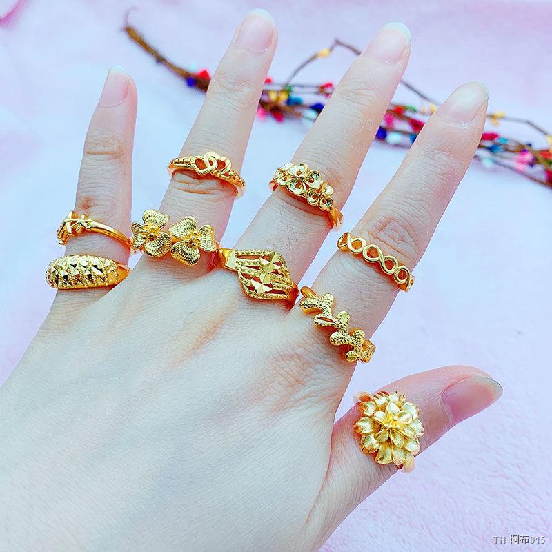❥ราคาถูก❥แหวนทองครึ่งสลึง แหวนสตรีปากสดแฟชั่นเวียดนามทรายทองญี่ปุ่นเกาหลีใต้และยุโรปเหรียญแหวนทองทองแดงเครื่องประดับชุบท
