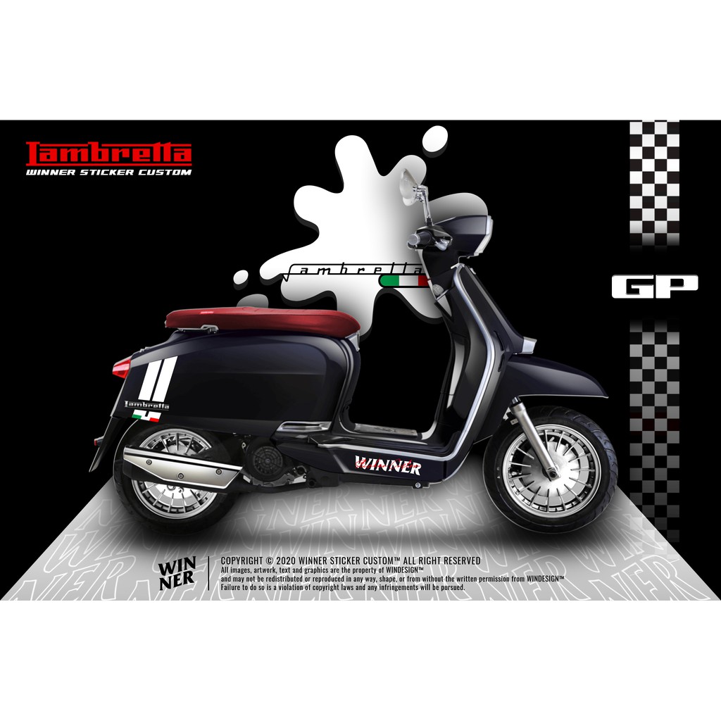 สติ๊กเกอร์ฝาข้าง Lambretta ลายเส้นคู่ V125/V200