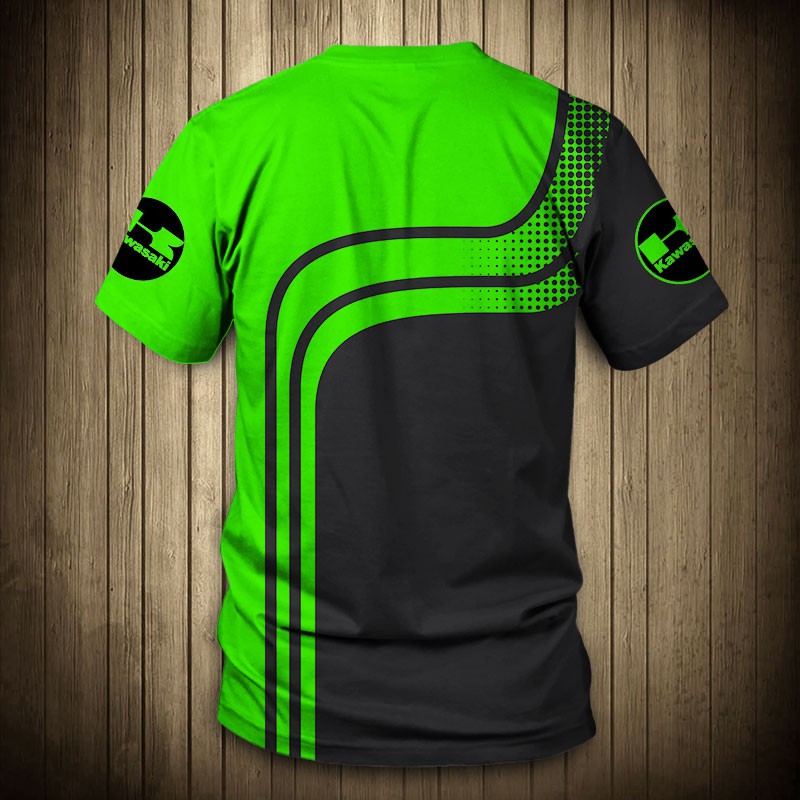 KAWASAKI รูปแบบใหม่การพิมพ์ลายคาวาซากิ กีฬาเสื้อยืดท็อปส์ผู้ชายและผู้หญิงแห้งเร็วระบายอากาศแขนสั้น