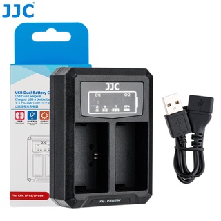 JJC LP-E6 LP-E6N แบตเตอรี่แบตเตอรี่เครื่องชาร์จ USB สำหรับกล้อง Canon EOS R R5 R6 Mark II R7 90D 80D 6D Mark II 7D Mark II 5D Mark IV III II 5DS R และอื่นๆ