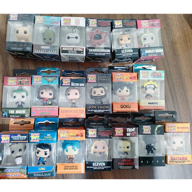 FUNKO POP พวงกุญแจ Avengers IronMan Groot Batman SpiderMan DeadPool พวงกุญแจรูปไวนิล