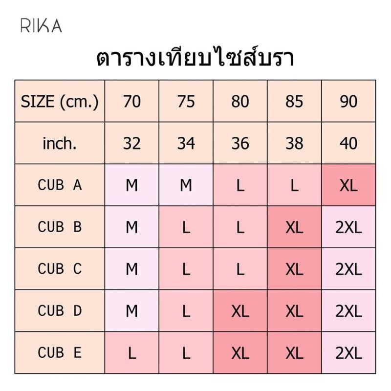 RIKA Seamless AA1010 แฟชั่นใหม่ บราไร้โครง แบบสวมหัว เสริมฟอง 3D ใส่แล้วอกชิดสวย ผ้า Micro ทอลายลูกไม้ — صورة 2