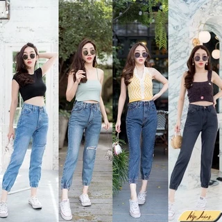 🌹 กางเกงยีนส์ ปลายขาจั๊มพ์ ทรงบอย ผู้หญิง S-5XL มีไซส์ใหญ่ Bigsize 🌹 แต่งขาด