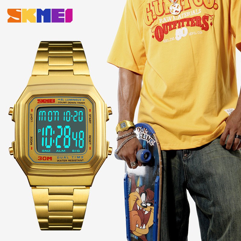 SKMEI นาฬิกาข้อมือผู้ชายและผู้หญิง นาฬิกาข้อมือ นาฬิกาดิจิตอล นาฬิกาแฟชั่น  กันน้ำ ราคาถูก ของแท้ รุ่น SKMEI09 พร้อมส่ง
