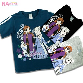 Disney เสื้อยืดคอกลม เด็กเล็ก Frozen โฟเซ่น  ผ้า Cotton ผสม Spandex เสื้อยืด คอกลม เสื้อคอกลม NADreams