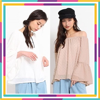 🍭Ozoc  off-shoulder blouse เสื้อเปิดไหล่ผ้าชีฟองเนื้อดี ผ้านิ่ม มีลายในตัว แบ