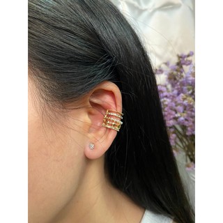 AW-0051 Earcuff รูปดาวประดับเพชรและมุก