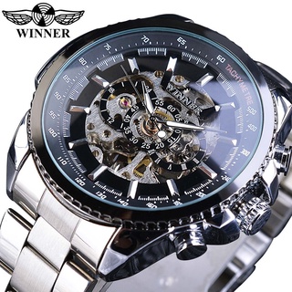 Winner Sport Design Gold Bezel นาฬิกาข้อมืออัตโนมัติ สไตล์พังก์ หรูหรา สําหรับผู้ชาย