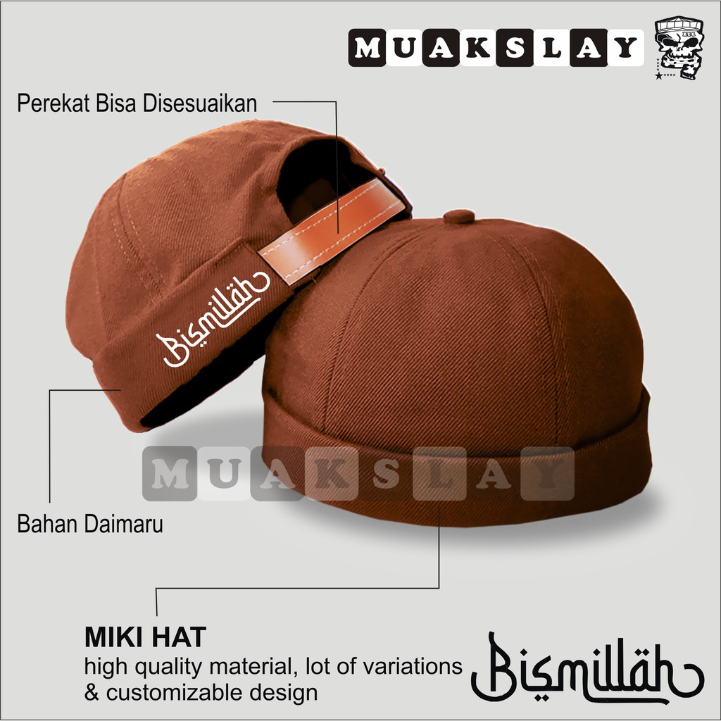 ผู้ใหญ่ Miki หมวกหมวก Miki หมวกหมวก BISMILLAH หรือ CUSTOM IMAGE Kopiah Peci UAS WHOLESALE และ RETAIL