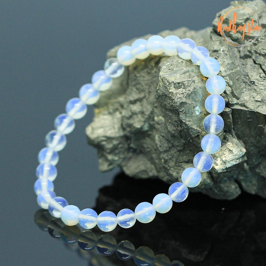 หินโอปอลไลท์ ขนาด 6 มิล Opalite แต่งสี กำไลหินมงคล หินแห่งความรักและความหวัง หินสี หินสีนำโชค หินสีข