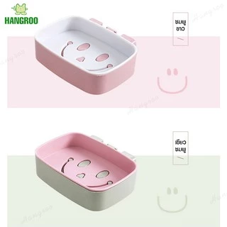 HANGROO H554 กล่องสบู่ ลายหน้ายิ้ม ที่วางสบู่ ใส่สบู่แบบก้อน ติดผนังได้ ไม่ต้องเจาะผนัง