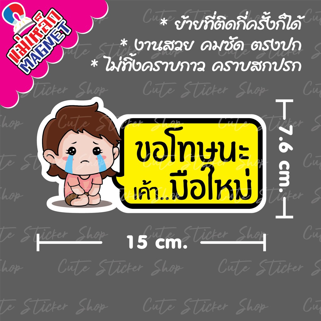 ❤︎งานแฮนเมด❤︎ ป้ายแม่เหล็กติดรถยนต์  มือใหม่หัดขับ ลายผู้หญิง แบบยาว