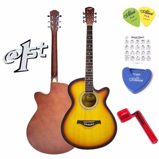 At First กีตาร์โปร่ง Acoustic Guitar 40" รุ่น AG008SB + ปิ๊กกีตาร์Alice 2 อัน + ที่เก็บปิ๊กกีตาร์