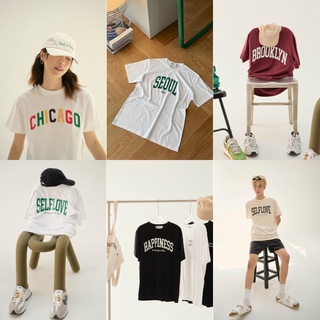 HAY / CHICARGO , SELFLOVE , SEOUL , BOSTON , BROOKLYN , HAPPINESS , Je ne sais เสื้อยืดแบบใหม่ล่าสุด สีสดใส น่ารักมาก