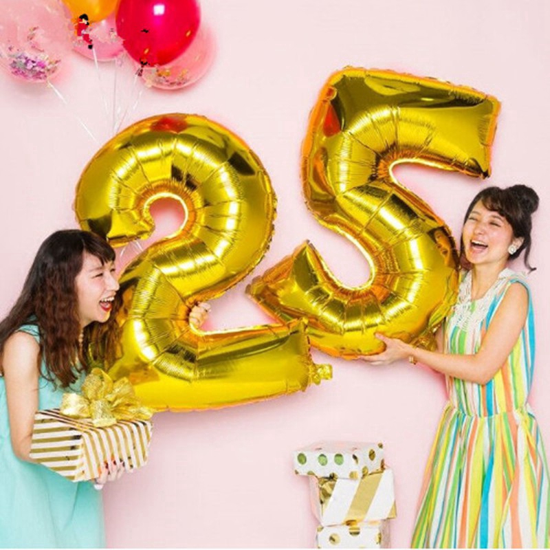 ลูกโป่งฟอยล์ฮีเลียม รูปตัวเลข 0-9 สีทอง/สีเงิน ขนาด 32 นิ้ว - รูปที่ 6