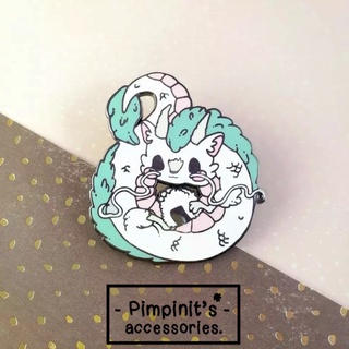 🇹🇭 พร้อมส่ง : เข็มกลัดมังกรฮาคุ -  สตูดิโอจิบลิ  | Haku White Dragon - Spirited Away (Gibli Studio) Enamel Brooch Pin.