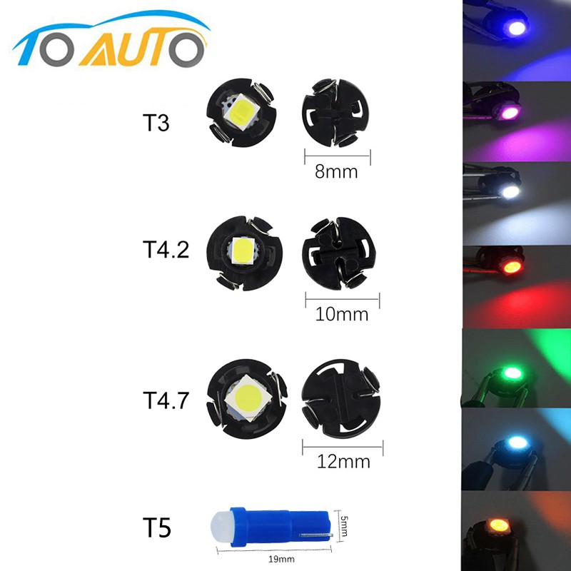 หลอดไฟ หลอด LED T3 T4.2 T4.7 T5 ไฟหน้าปัดรถยนต์ ไฟหรี่ ไฟเรือนไมล์ ไฟคอนโซล ขั้ว (1ชิ้น) หลอดไฟ AC /