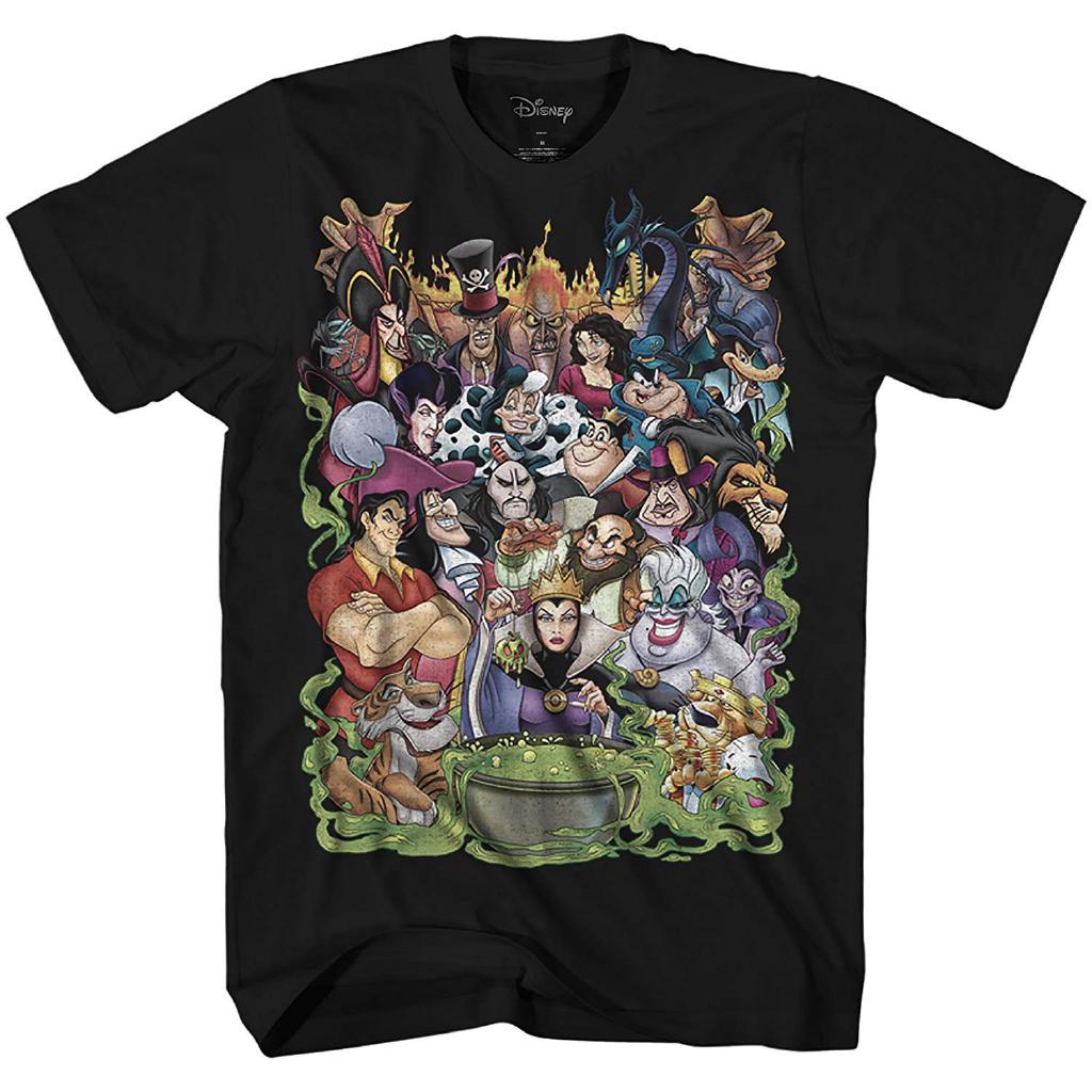 เสื้อยืดลายกราฟฟิกเสื้อยืดคอกลมแขนสั้นพิมพ์ลาย Disney Villains Group