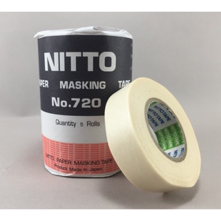 NITTO เทปนิตโต้ กระดาษกาวลอกลาย นิตโต้ Nitto Paper Masking Tape No.720 (ม้วนละ 24บาท)