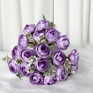 นอร์ดิก ins จําลองไฮเดรนเยียหวานชาน้อยรวมกัน 18 หัวดอกไม้ถือดอกไม้ปลอมอุปกรณ์ประกอบฉากงานแต่งงานดอกไม้ตกแต่งดอกไม้