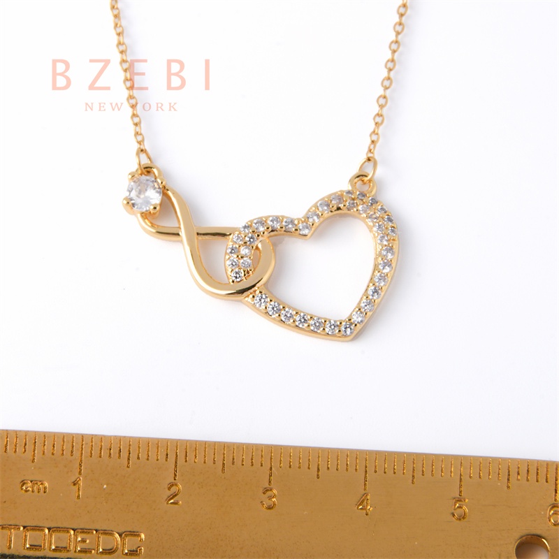 BZEBI สร้อยคอ ผู้หญิง แฟชั่น จี้หัวใจ สวยๆ น่ารักๆ ทอง สเตนเลส ชุบทอง 18K ไม่จางหาย และใส่ขณะอาบน้ําได้ สําหรับผู้หญิง 880n