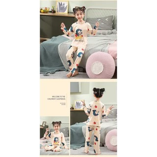 ลด10% โค้ด DDXDECW4 ชุดนอนเด็กลายการ์ตูนชุดยาวแบบน่ารักพร้อมส่ง100cm-150cm นื้อผ้าลื่นใส่สบาย