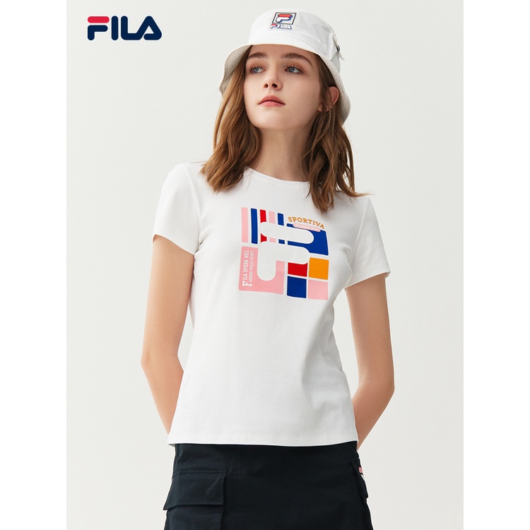 เสื้อคู่ - FILA Fila อย่างเป็นทางการอย่างเป็นทางการของผู้หญิงแท้แขนสั้นเสื้อยืด 2022 ฤดูร้อนกีฬาใหม