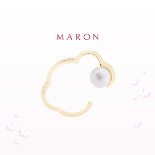 MARON - Happy Lining Pearl Earcuff เงินแท้925 ชุบ Beige Gold