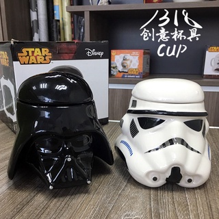 ❤พร้อมส่ง❤Star WARS STAR WARS แก้วกาแฟเซรามิค รูปเอเลี่ยน พร้อมฝาปิด สีดํา สีขาว