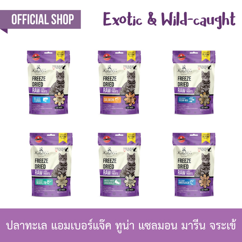 เคลลี่แอนด์โค ขนมฟรีซดราย รอว์ เอ็กโซติก สำหรับแมว40กรัม