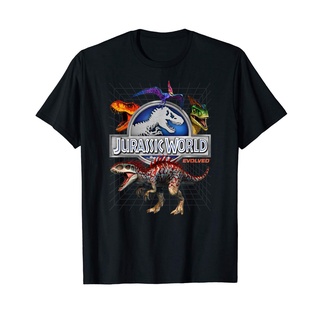 เสื้อยืด พิมพ์ลายกราฟฟิค Jurassic World Evoed Dino Grid ขนาดใหญ่ สําหรับผู้ชาย