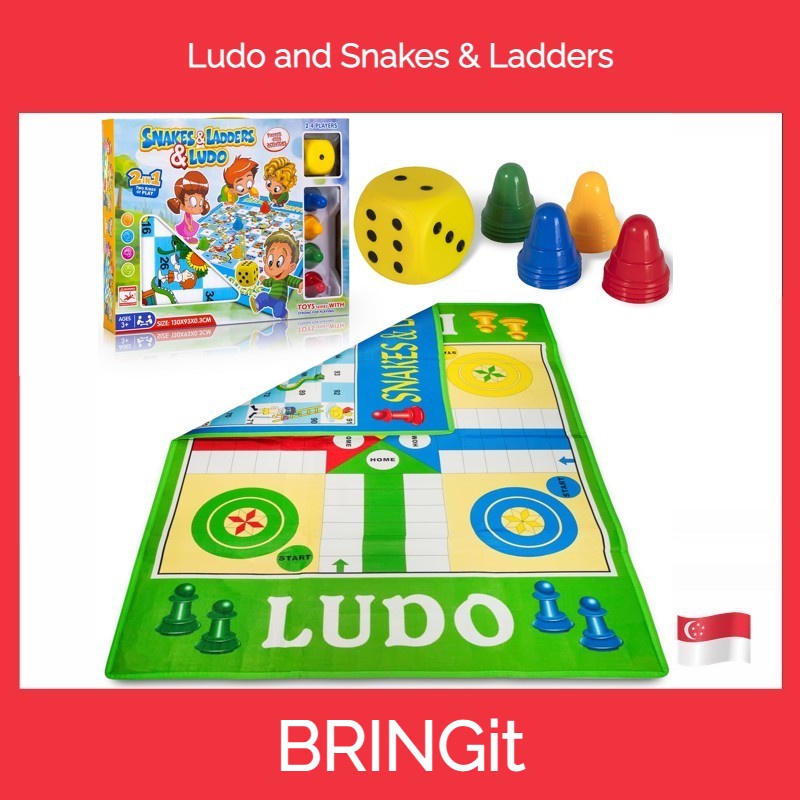 เกม ลูโด + งู & บันได - เกมกระดานยักษ์ ของเล่น ครอบครัว เด็ก พื้น ในร่ม กลางแจ้ง ขนาดเสื่อ 130x93ซม สนุก