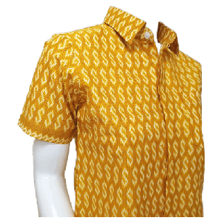 โปรโมชั่น : เสื้อลายไทย มีสาบปิดกระดุม แบบไม่อัดกาว - ลายขอ 1
