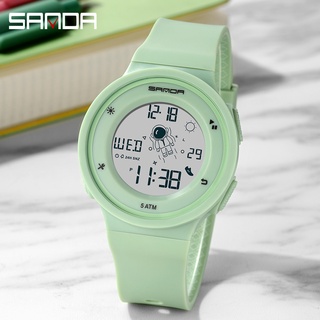 SANDA แฟชั่น Casual Men Women นาฬิกาสปอร์ตกันน้ำจอแสดงผล LED ผู้ชายผู้หญิงนาฬิกาดิจิตอล