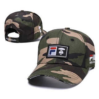 Bape Hat x fila หมวกแก๊ป ลายพราง สีเขียวทหาร แนวสตรีท พรีเมี่ยม