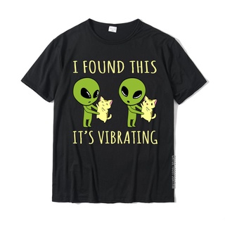 เสื้อยืด ผ้าฝ้าย พิมพ์ลาย I Found This Its Vibrating Funny Alien Cat สไตล์เกาหลี สําหรับผู้ชาย