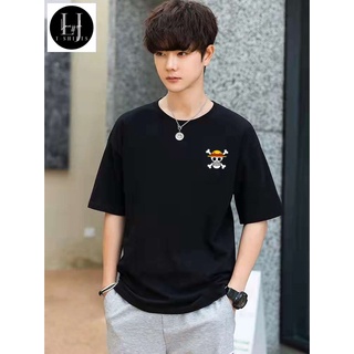 วันพีซลูฟี่ (B &amp; F) ออกแบบผ้าฝ้ายของแข็งวางไหล่เสื้อยืด (Unisex) 105