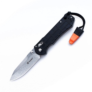 มีดพับ (folding knife) Ganzo G7452P มีดพก มีดเดินป่า ของแท้ เหล็ก 440C, Axis lock ด้าม G10 พร้อมนกหวีด EDC