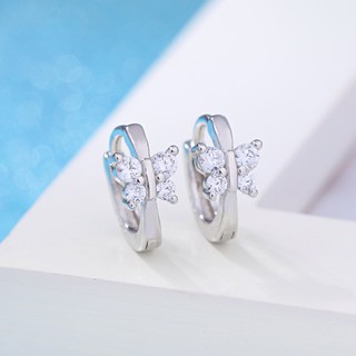 ต่างหูติดหู 925 เงิน Butterfly Earrings Ear Cuff for Women Dress WE54R