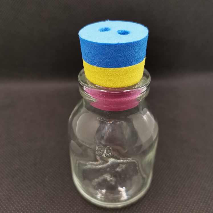ขวดแก้วใส DIY 50 ml.สูง 8ซม. พร้อมจุกปิดขวดแบบจุกโฟมสี No.8 (เจาะ 2 รู)