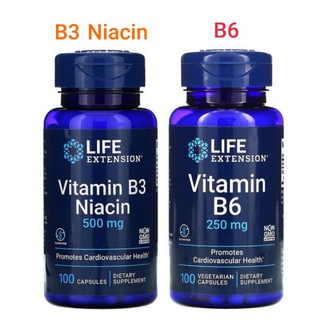 แท้ 💯!! วิตามินบี 3 บี3 Vitamin B3 ไนอะซิน Niacin B6 วิตามินบี6 100 Capsules, Life Extension จากอเมริกา