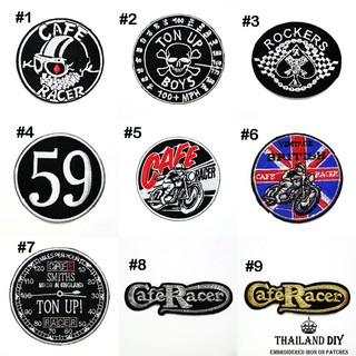 ตัวรีดติดเสื้อ งานปัก ลาย คาเฟ่ เรเซอร์ มอเตอร์ไซค์ Big Bike Cafe Racer WOP Motorcycles Patch DIY ตัวรีด อาร์มติดเสื้อ