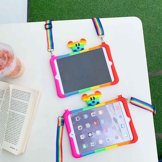 เคสแท็บเล็ต กันกระแทก พร้อมสายคล้อง สีรุ้ง สําหรับ Samsung Galaxy Tab A 8.0 2019 SM-T290 SM-T295 SM-T297 Tab A With S Pen 8 นิ้ว P200 P205