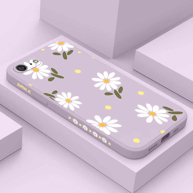 เคสโทรศัพท์มือถือ ซิลิโคน ลายดอกเบญจมาศ มีลายด้านข้าง สําหรับ IPhone 8 7 Plus SE 2020 6 6S Plus