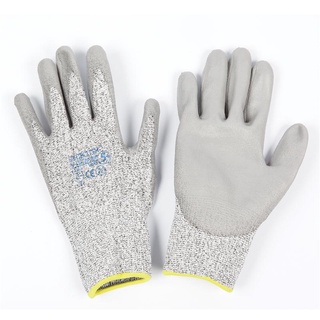 ถุงมือ สีเทา Hi-Cut PU XL  ถุงมือยาง  Gloves Gray Hi-Cut PU XL