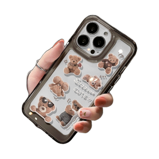 เคสโทรศัพท์ซิลิโคน TPU ใส แบบนิ่ม ลายหมีน่ารัก กันกระแทก สําหรับ IPhone 14 13 11 Pro 12 X XR XS Max SE2 6 6S 7 8 Plus
